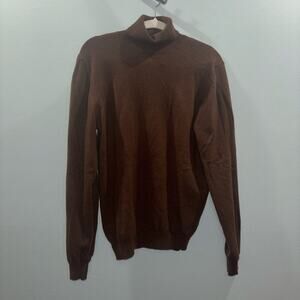Massimo Dutti Wool Cashmere Blend Brown Turtleneck Sweater Size Large